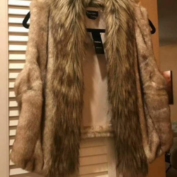 Bebe Faux Fur Vest Jacket Size Medium M Light Brow - Picture 7 of 12